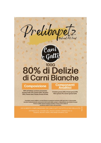 Prelibapetz- 80% di Delizie di Carni Bianche 100g