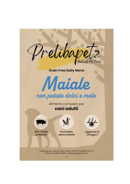 Prelibapetz- Maiale con patate dolci e mele - cani adulti